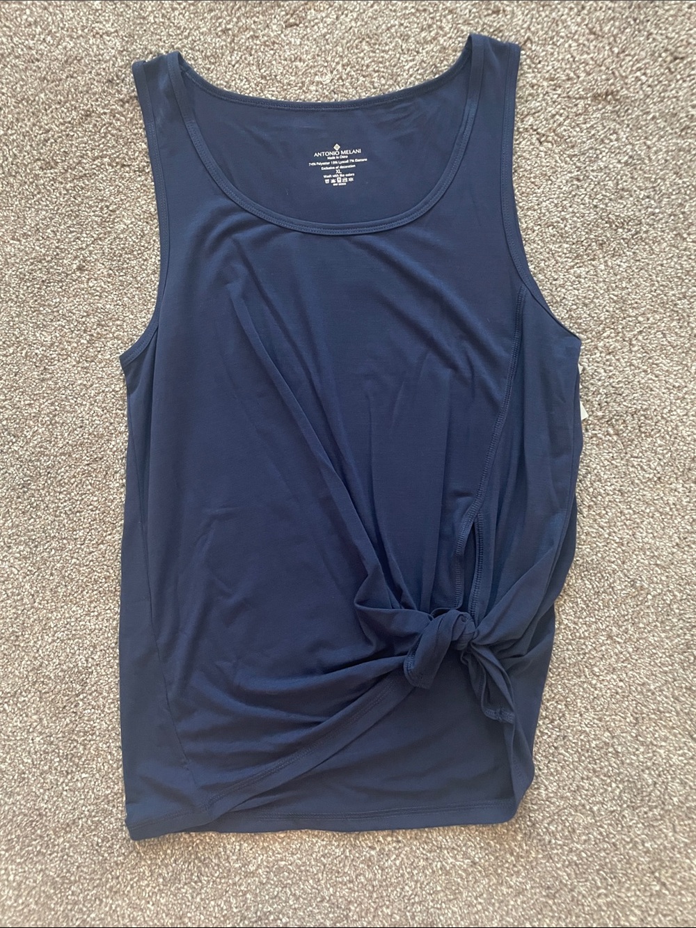 ANTONIO MELANI Navy Side-Knot Tank Top
